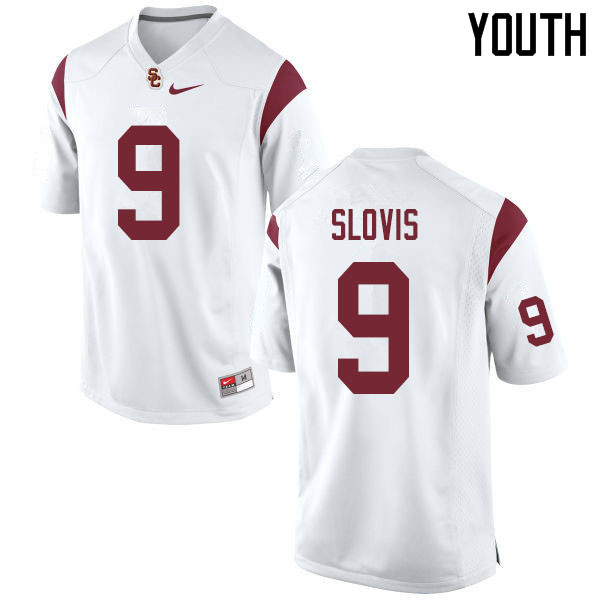 Youth #9 Kedon Slovis USC Trojans College Football Jerseys Sale-White - Click Image to Close